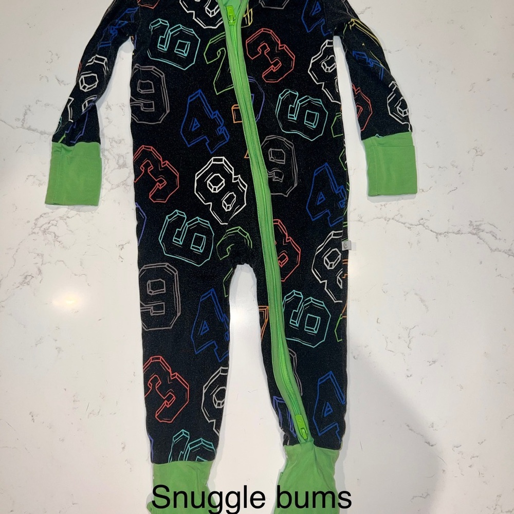 Snuggle Bums Kids Pajama Onesie - Black and Green